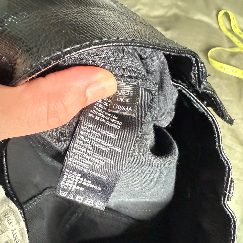 We The Free Black Patent Skinny Pants Size 25 High Rise Slim Skinny Button Fly - Picture 8 of 10